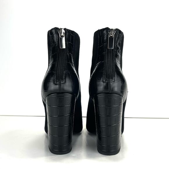 Charles David Micro Black Block High Heel Bootie Sz 7.5 Fine Leather Pointed Toe - Picture 4 of 13